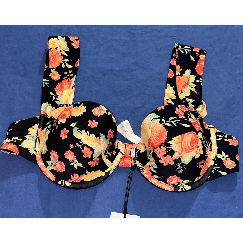 We Wore What Swim Bikini Claudia Top Womens Size Large Multicolor Black Floral